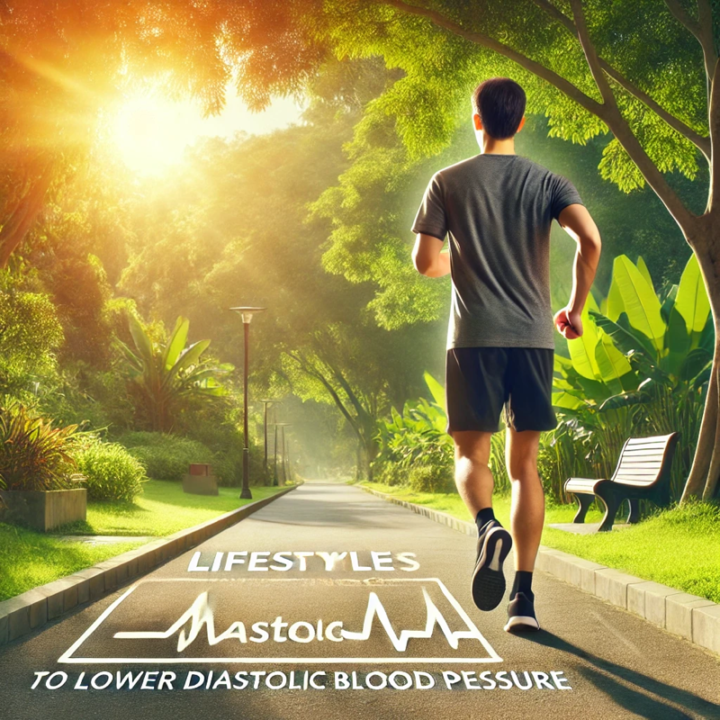 Person jogging on a sunny path, representing lifestyle changes to lower diastolic blood pressure